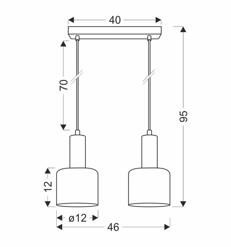 Závěsná lampa Isar černá 2x40 E27 jantarové stínítko