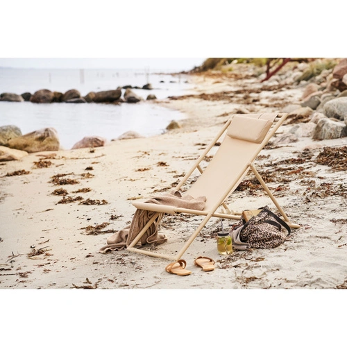 Plážové křeslo Curtis taupe skládací lehátko s nastavitelným opěradlem