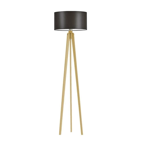 Podlahová lampa Miami stínidlo hnědé stojan dub