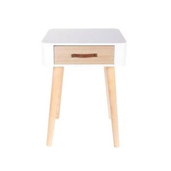 Bílý noční stolek se zásuvkou 35 cm skandinávský dřevo Intesi Enano do ložnice
