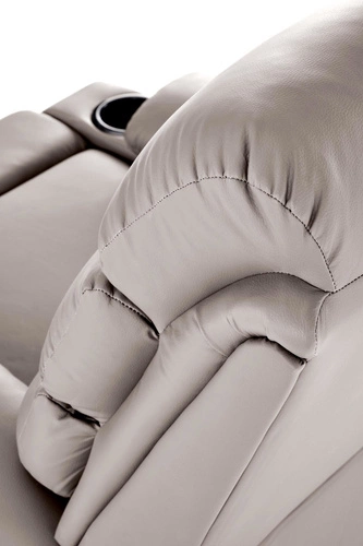 Rozkládací křeslo do obýváku Persjan béžová ekokůže s podnožkou a držákem na nápoj Intesi