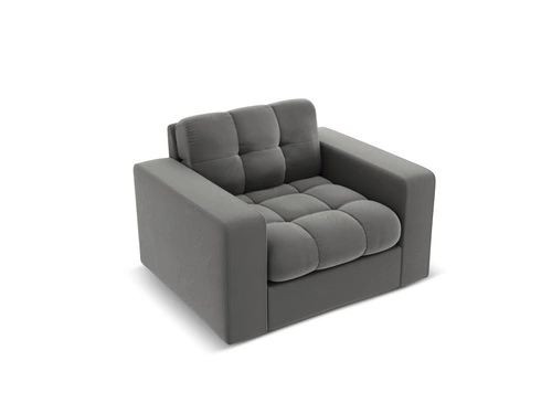 Relaxační křeslo Justin šedý samet s područkami do obýváku moderní glamour