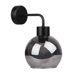 Nástěnné svítidlo Lady moderní černé s kouřovým skleněným stínidlem do obýváku a ložnice