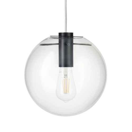Závěsné skleněné černé svítidlo koule TONDA 25 cm do obýváku a jídelny s nastavitelnou výškou