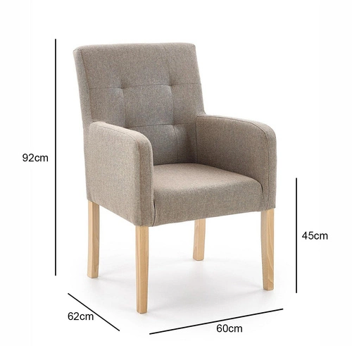 Čalouněná jídelní židle s područkami Filem béžová, skandinávský styl, bukové dřevo Intesi