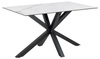 Moderní jídelní stůl Heaven 135x80 cm bílá keramická deska černé kovové nohy Actona