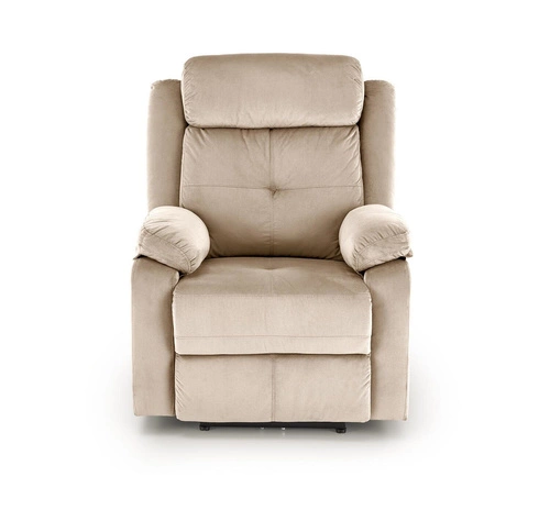 Relaxační křeslo Fearne béžové rozkládací do obýváku s podnožkou a USB portem Intesi