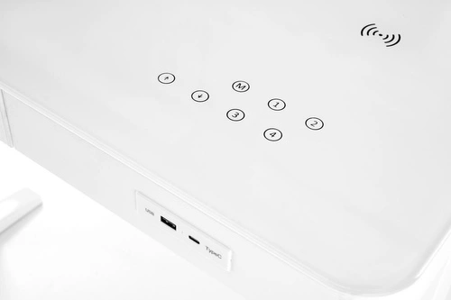 Moderní bílé psací stůl s nastavitelnou výškou a zásuvkami Alembe Intesi 120x60 cm