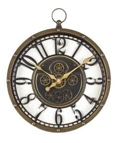 Industriální nástěnné hodiny Meca Atmosphera vintage zlatá Ø 27 cm do obýváku nebo kanceláře