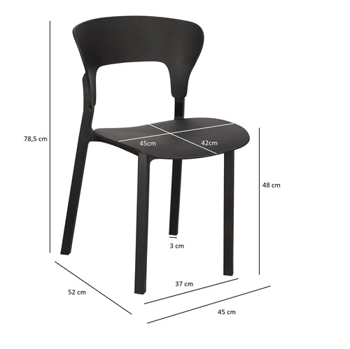 Černá židle Kabru Intesi moderní jídelní a zahradní židle z plastu snadno čistitelná