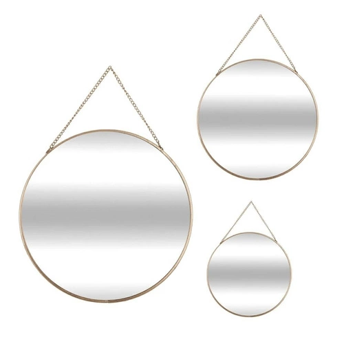 Sada 3 kulatých závěsných zrcadel ve zlatém rámu do předsíně Atmosphera