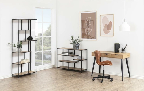 Kovový regál Seaford V černý industriální na knihy a dekorace do obýváku Actona 114 cm