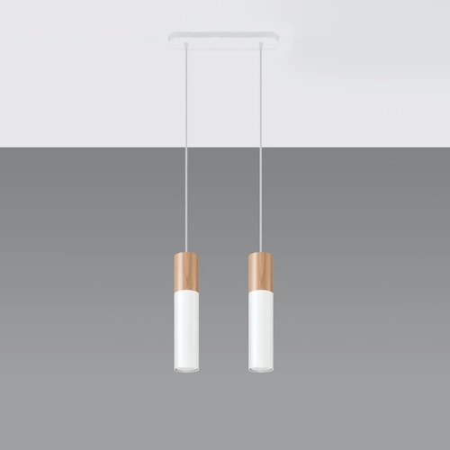 Závěsné svítidlo Pablo 2 bílé dřevěné moderní do obývacího pokoje, kuchyně nebo nad ostrůvek