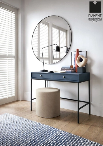 Moderní toaletní stolek Evora modrý se zásuvkami do ložnice glamour 104 cm Intesi