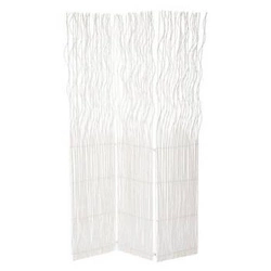 Bílá dřevěná paravánová stěna Abel 3dílná do obývacího pokoje a ložnice 180 cm