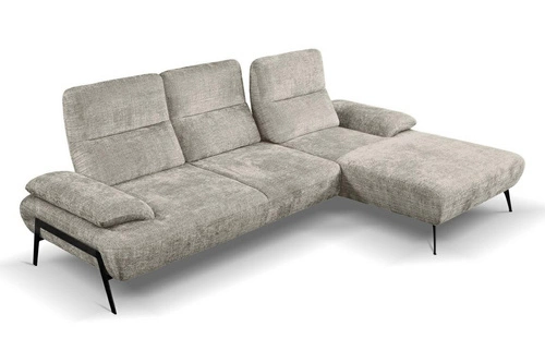 Moderní pravý rohový gauč do obýváku Rasmus s nastavitelným opěradlem světle šedý Intesi