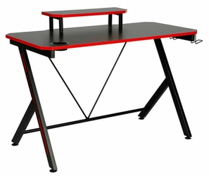 Herní stůl Viktor černý s nástavcem a držákem na hrnek moderní pracovní Intesi 120x60