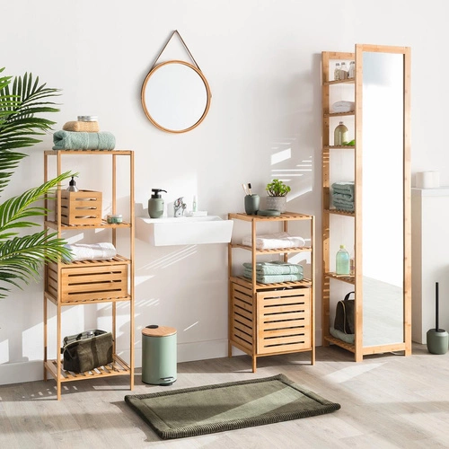 Koupelnový odpadkový koš Bam 3L bambusový s kovovým víkem tiché zavírání 5five