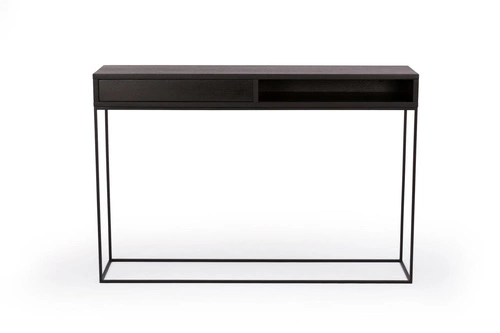 Industriální konzole STAM NORDIFRA černá se zásuvkou a policí do předsíně nebo obýváku 115 cm