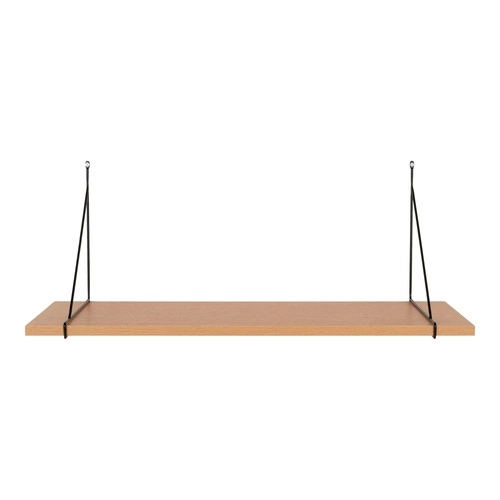 Nástěnná police Chiba 80 cm dřevěná černá moderní na knihy a dekorace Intesi