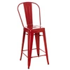 Barová židle Paris Back červená kovová s opěrkou 66 cm industriální do kuchyně D2.DESIGN