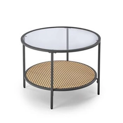 Kulatý konferenční stolek Bahama kouřové sklo loftový 60 cm do obýváku Intesi