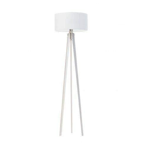 Stojací lampa do obýváku Miami bílá dřevěná trojnožka s glamour stínidlem Lysne 148 cm