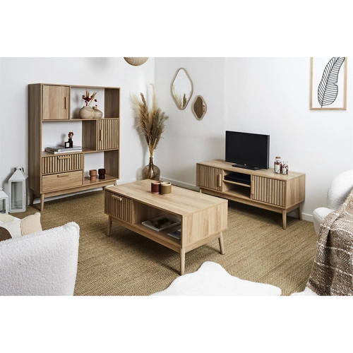 Dřevěný obdélníkový konferenční stolek se zásuvkou ve skandinávském stylu do obýváku Intesi