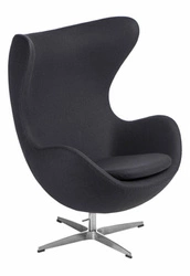 Křeslo ušák Egg grafitový kašmír otočné houpací moderní do obýváku D2.DESIGN