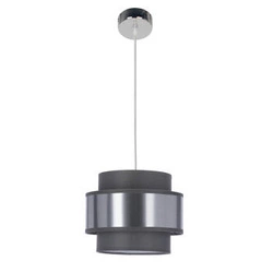 Zajíc chrom závěsná lampa 1x60W E27 stínidlo šedá+stříbrná