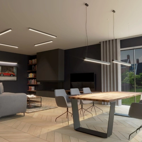 Závěsné LED svítidlo Pinne 117 cm šedé moderní nad stůl do kuchyně a jídelny