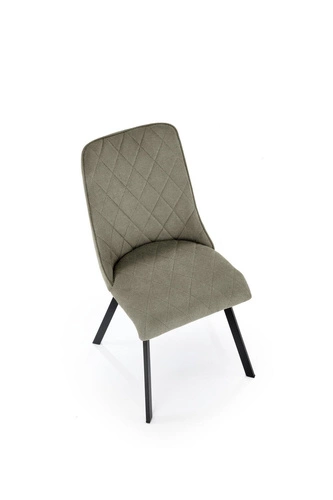 Čalouněná jídelní židle Fenri olivová, moderní na černých nohách do jídelny a obývacího pokoje Intesi