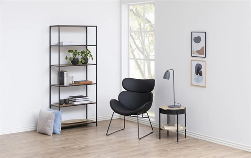 Relaxační křeslo Cazar černé ekokůže na lyžinách loftové do obýváku Actona