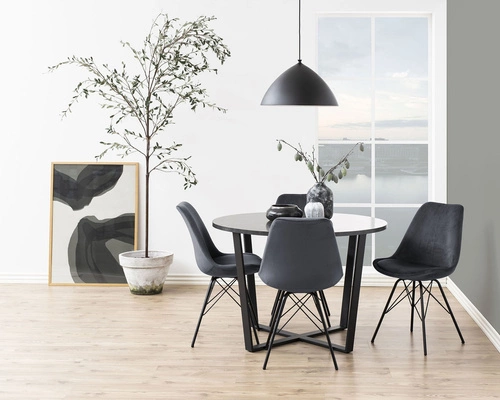 Čalouněná sametová židle Eris VIC šedá do jídelny a obýváku na černých nohách Actona