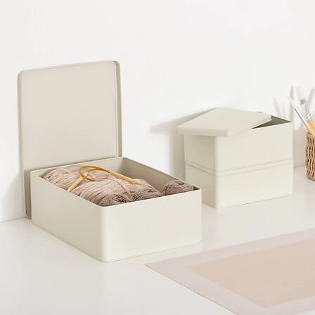 Sada 3 kovových dekoračních krabiček Deskolor šedé do kanceláře a dětského pokoje