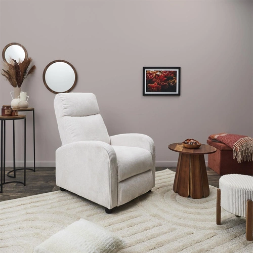 Křeslo Recliner Dream white corduroy