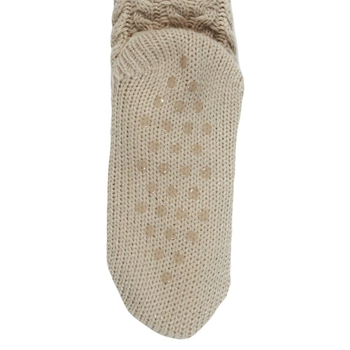 Protiskluzové ponožky Intesi béžové copánkový vzor teplé na doma dárek