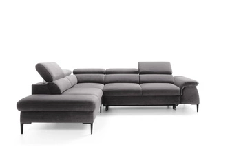 Rohová rozkládací sedačka Silvo L levá šedá skandinávská do obýváku s úložným prostorem