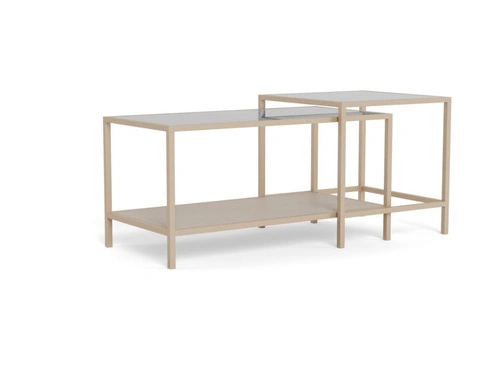 Seaford sada 2 čtvercových konferenčních stolků loft béžová do obývacího pokoje