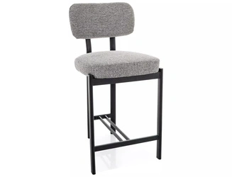 Barová židle Montico šedá čalouněná do kuchyně na černých nohách
