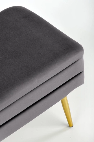 Čalouněná lavice Vanel s úložným prostorem šedá sametová glamour do předsíně a ložnice