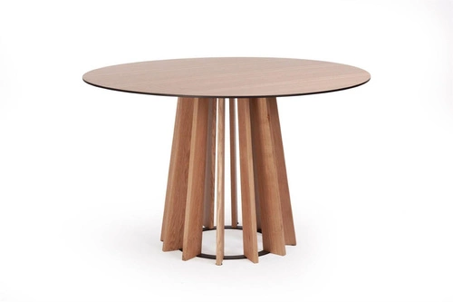 Jídelní kulatý stůl Tavle 120 cm moderní přírodní dub na jedné noze NORDIFRA