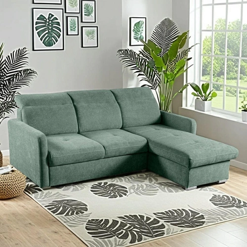 Moderní rohová sedačka Limi levá s rozkladem a úložným prostorem zelená do obýváku