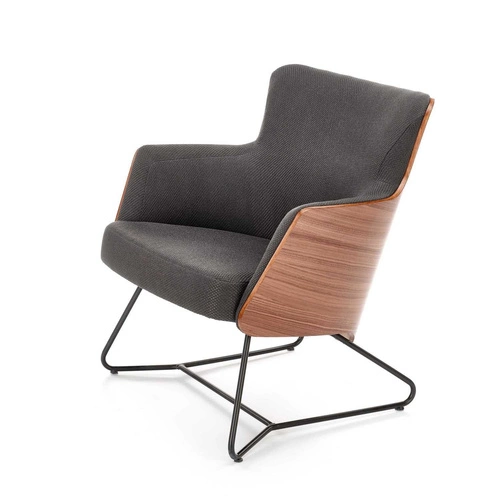 Čalouněné křeslo Calderon šedý ořech na lyžinách do obýváku moderní industriální Intesi