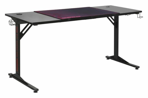 Herní stůl černý Vander Intesi moderní s držákem na nápoje a příslušenství 160x60 cm