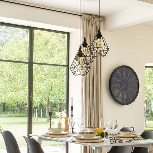 Závěsné svítidlo Kaore 3 černé kovové do obýváku a kuchyně, 3bodové Atmosphera