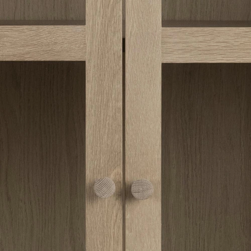 Moderní prosklená knihovna do obýváku Aston bělený dub se zásuvkou 80 cm