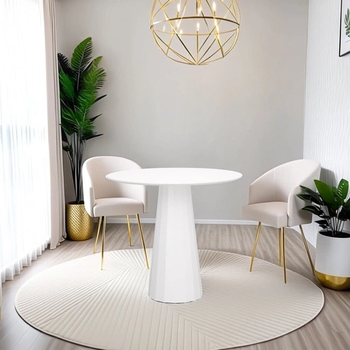 Kulatý jídelní stůl Florero 80 cm bílý moderní na jedné noze do jídelny a obýváku Intesi