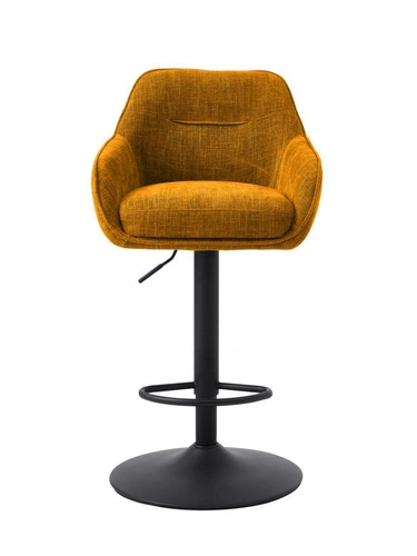 Barová židle Avola oranžová čalouněná výškově nastavitelná s opěrkami rukou