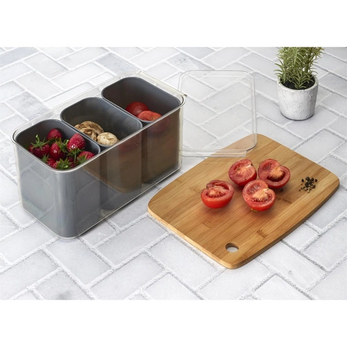 Trojitý kontejner do chladničky bordó